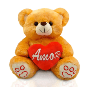 Urso de Pelúcia 31 cm Sentado - Pop Com Coração Caramelo